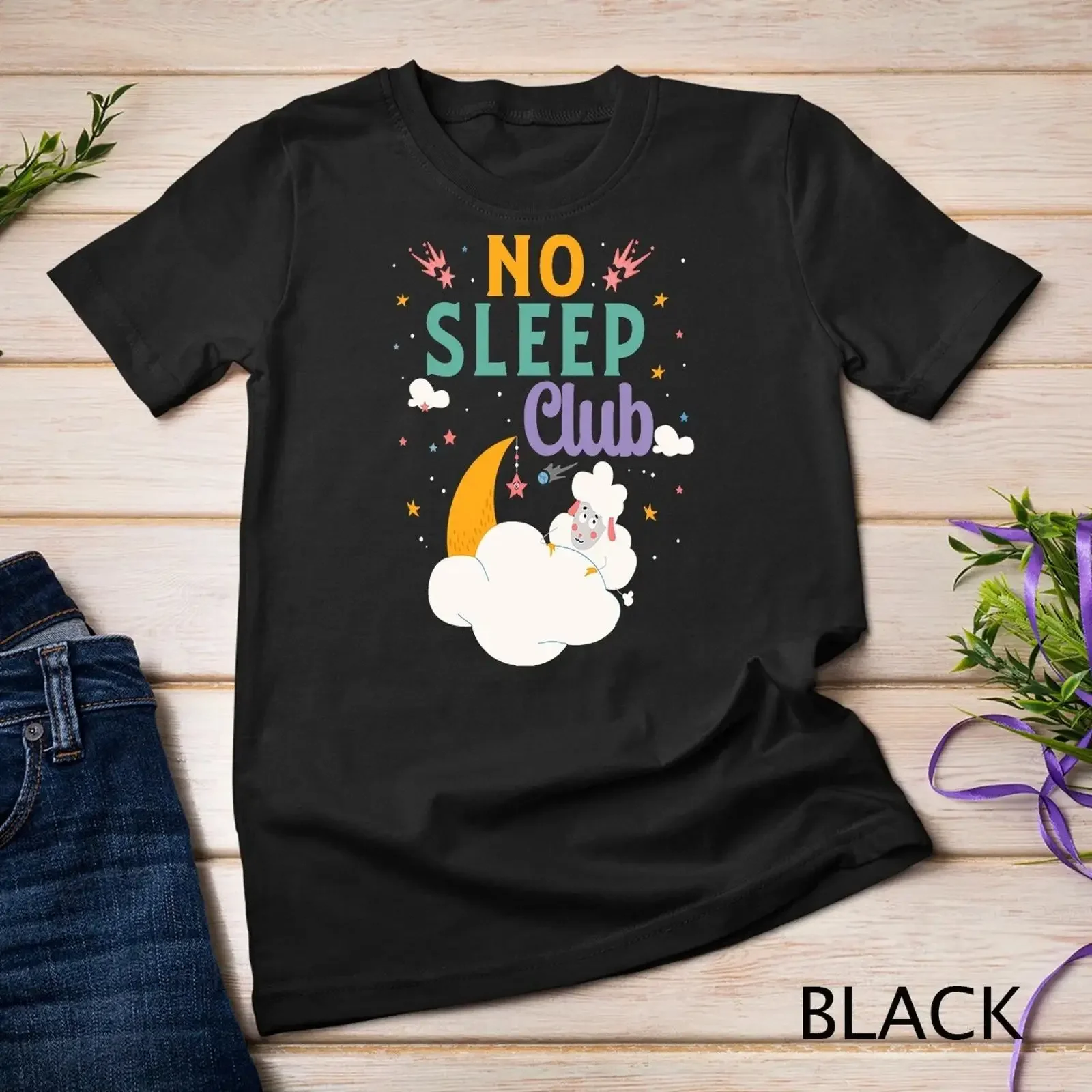 Футболка No Sleep Club с забавным принтом о сне, винтажная, с эффектом потертости, для повседневной носки, дизайнерская одежда с графическим принтом
