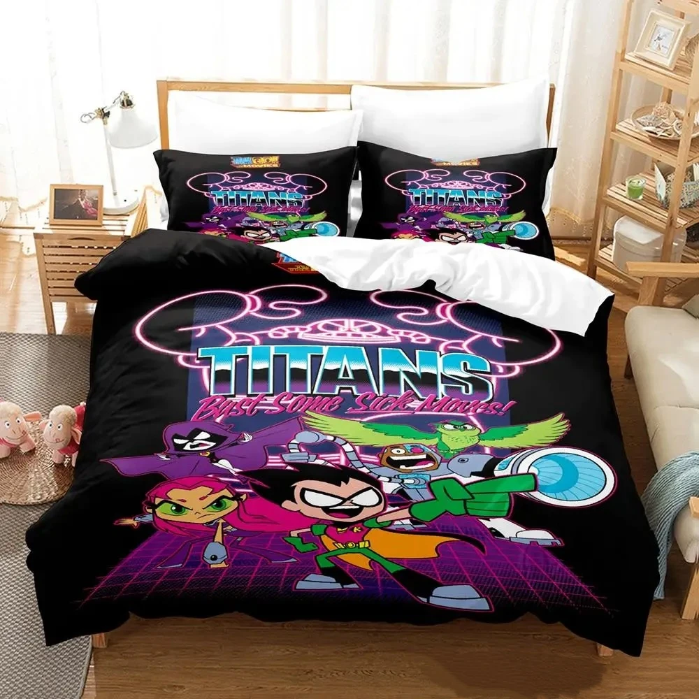 

2023 Teen Titans Bedding Set Single Twin Full Queen King Size Bed Set Aldult Kid Bedroom Duvetcover Sets Anime parure de lit Bed