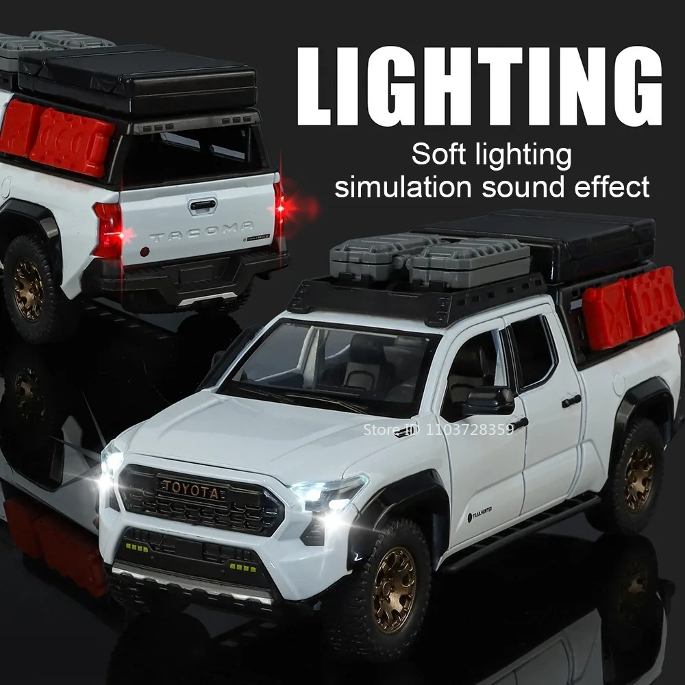 1:24 tacoma prado veículo off-road modelo brinquedos metal diecast roda dianteira portas de direção aberto puxar para trás carros de simulação para crianças