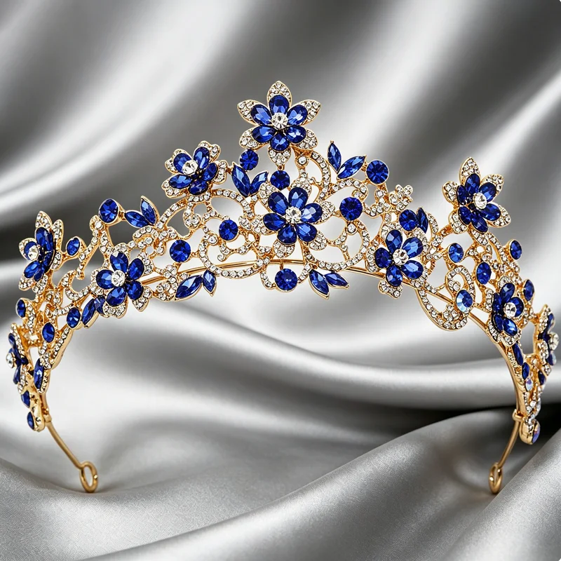 Flower Crystal Bridal Tiara Crown For Women Rhinestone Headpiece for Birthday Party Prom Pageant Hair Accessories