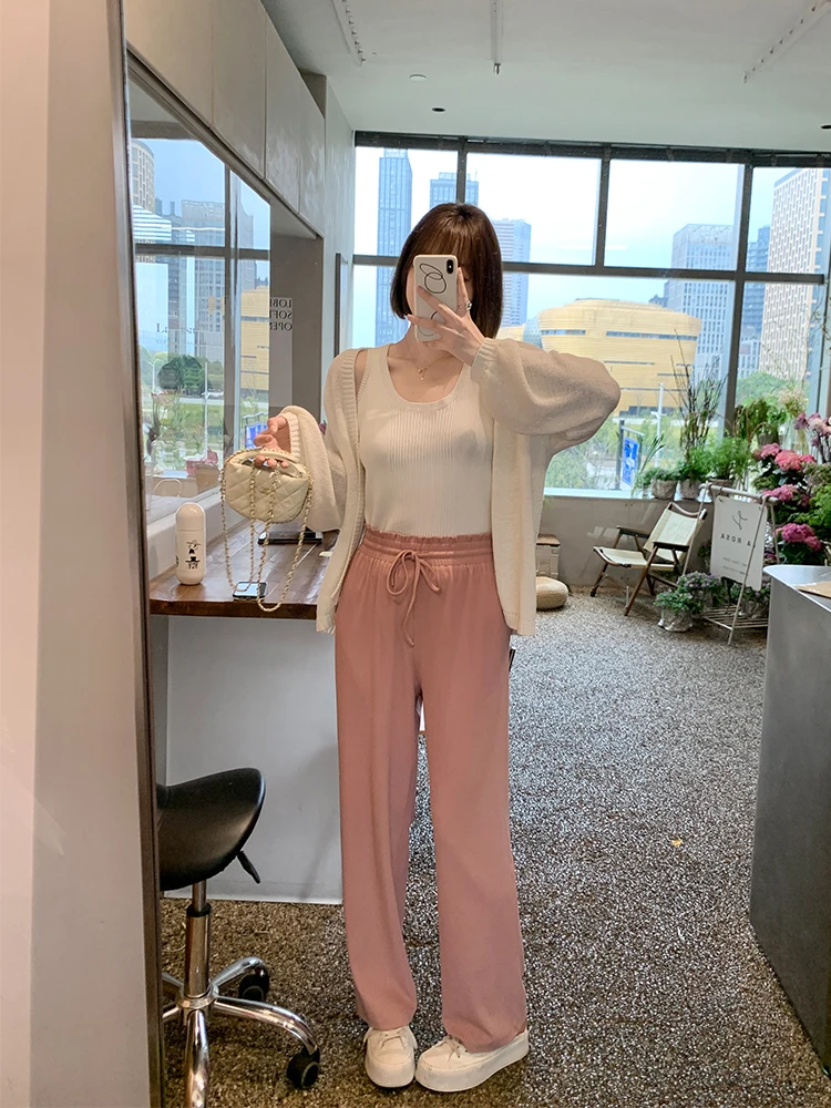 

High Waist Wide Leg Pants Casual Straight Modal Women's plus Size Spring Loose Slimming Trousers for plus Size Women