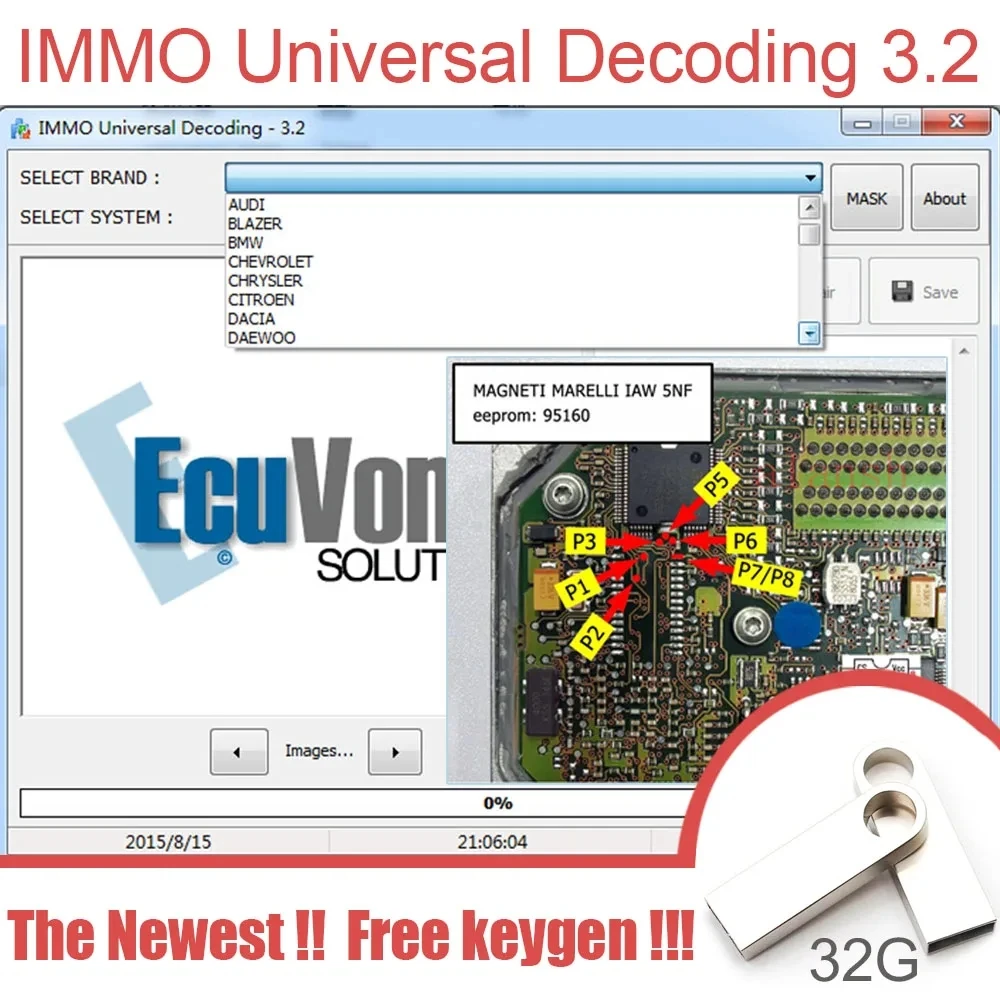 

IMMO Universal Decoding 3.2 with free keygen Car diagnostic software link 32GB USB 2021 Hot Sell EcuVonix 3.2 Unlimited Crack