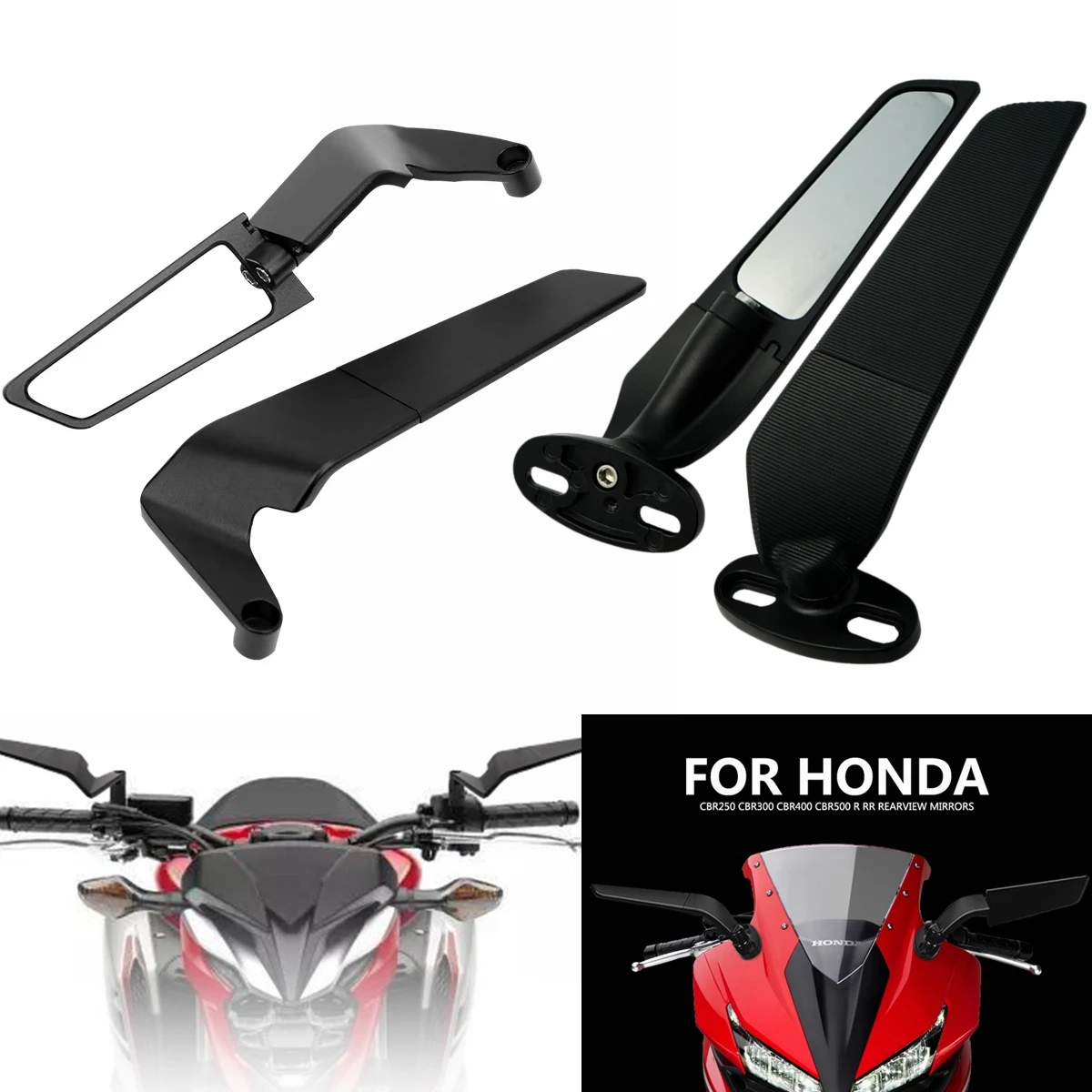 Modified Parts Motorcycle Mirrors For YAMAHA MT KTM BMW Honda Kawasaki Adjustable Rotating Rearview Wind Swivel Wing Side Mirror