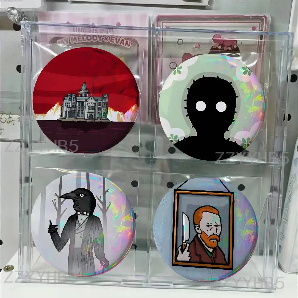

R-Rusty Lake Game Meme Coin Badges Tinplate Round Brooch Custom Anime Role Enamel Pins Gifts for Fans Friends