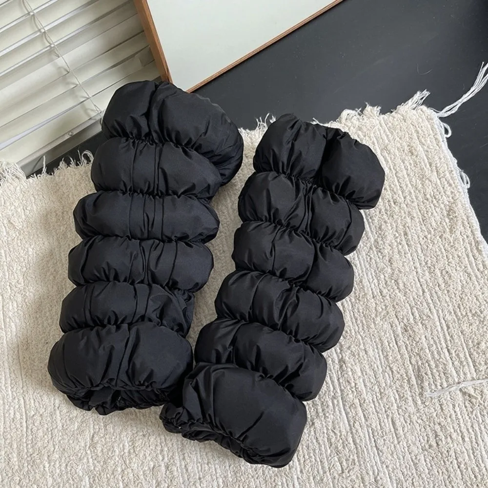 Y2K Thickened Down Cotton Leg Warmers Fluffy Solid Color Loose Socks Foot Cover Warm Wind Protection Boots Cover Streetwear
