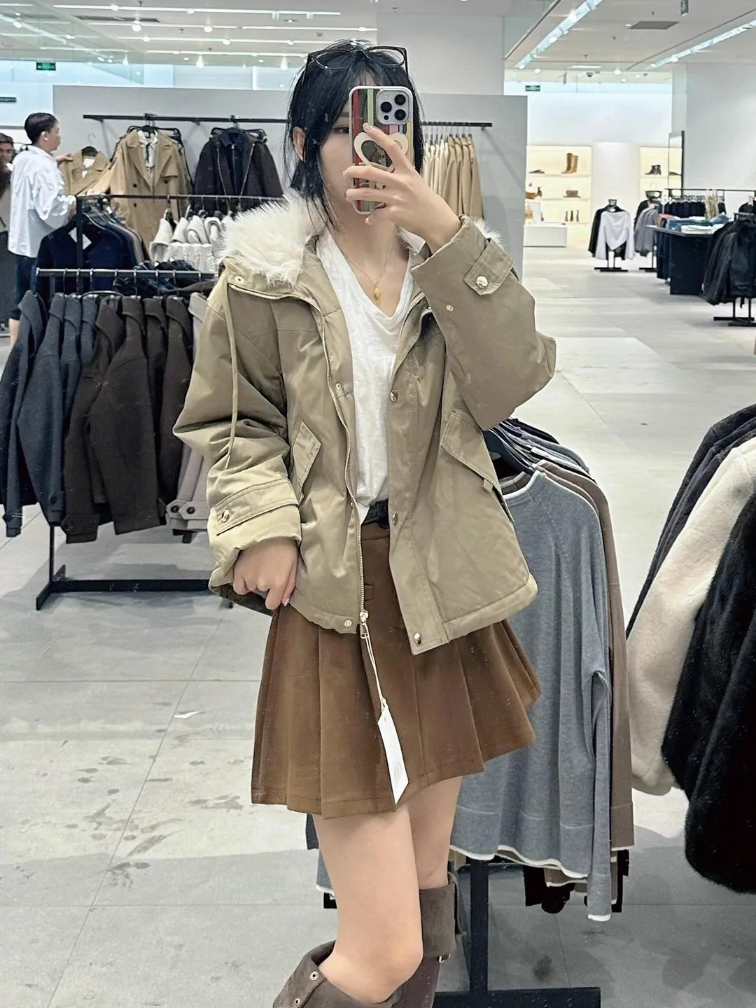 

Winter New Women's Faux Fur Effect Hooded Jaet Cotton ort Cotton-filled Coat Retro Sle Loose Fit Long Sve Zipper Clo...