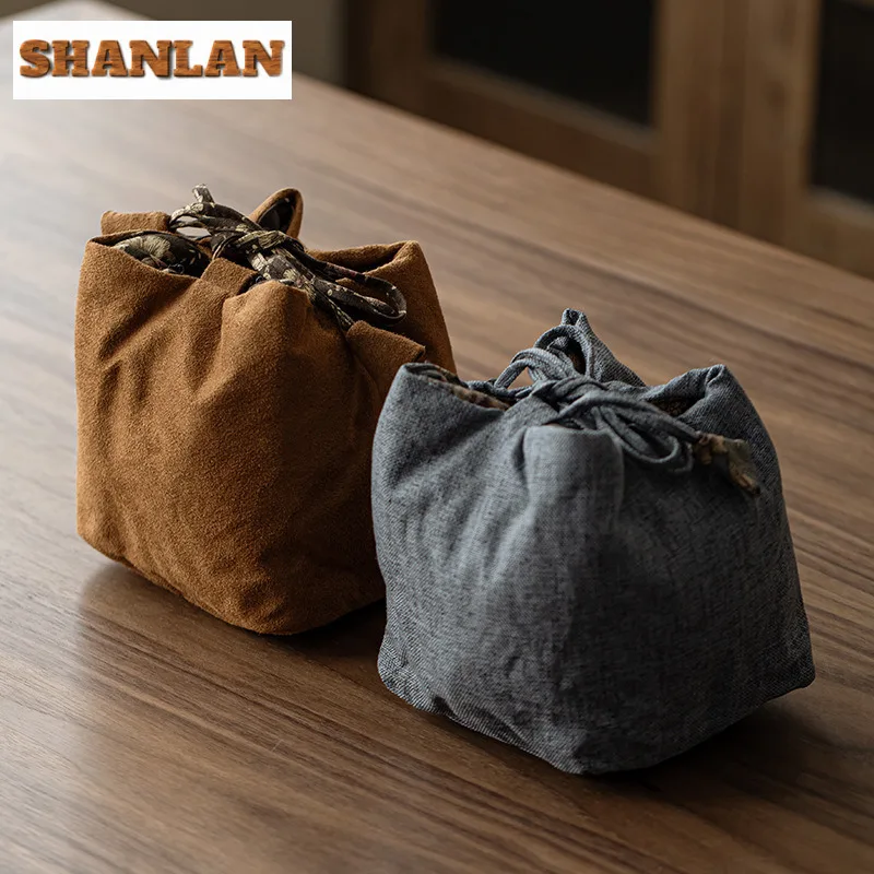 

Хлопковые и льняные чайные уборы в стиле ретро, уютный для чайника, портативная сумка, дорожный чайный сервиз, сумка для чайной церемонии, украшения, украшения