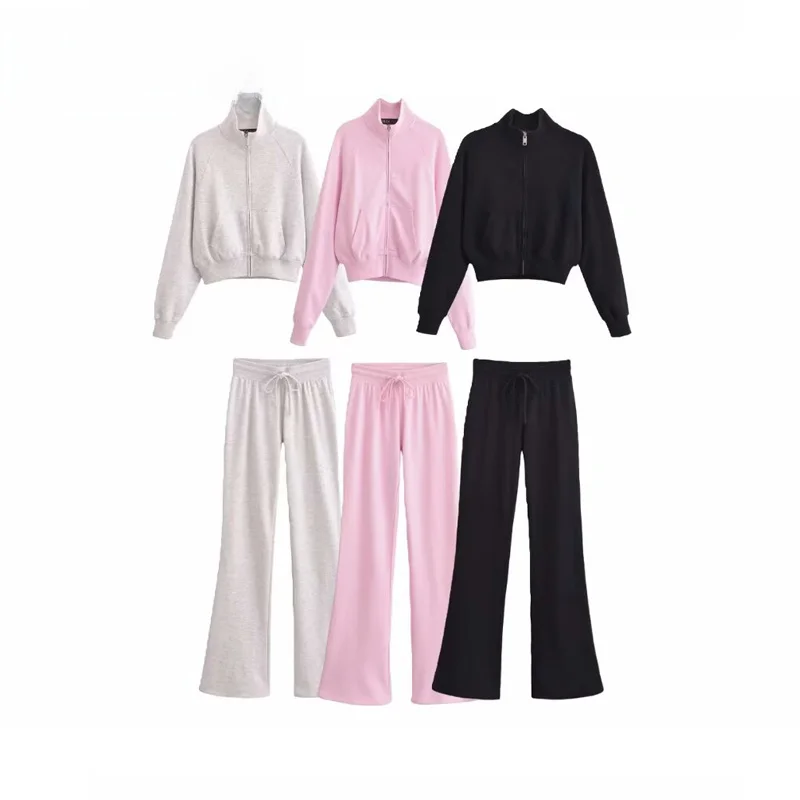 Comfortable Zipper Hoodie Women's Fashion Set Casual Stand Collar Multicolor Long Sleeve Pants Spring 2025 Long Pants