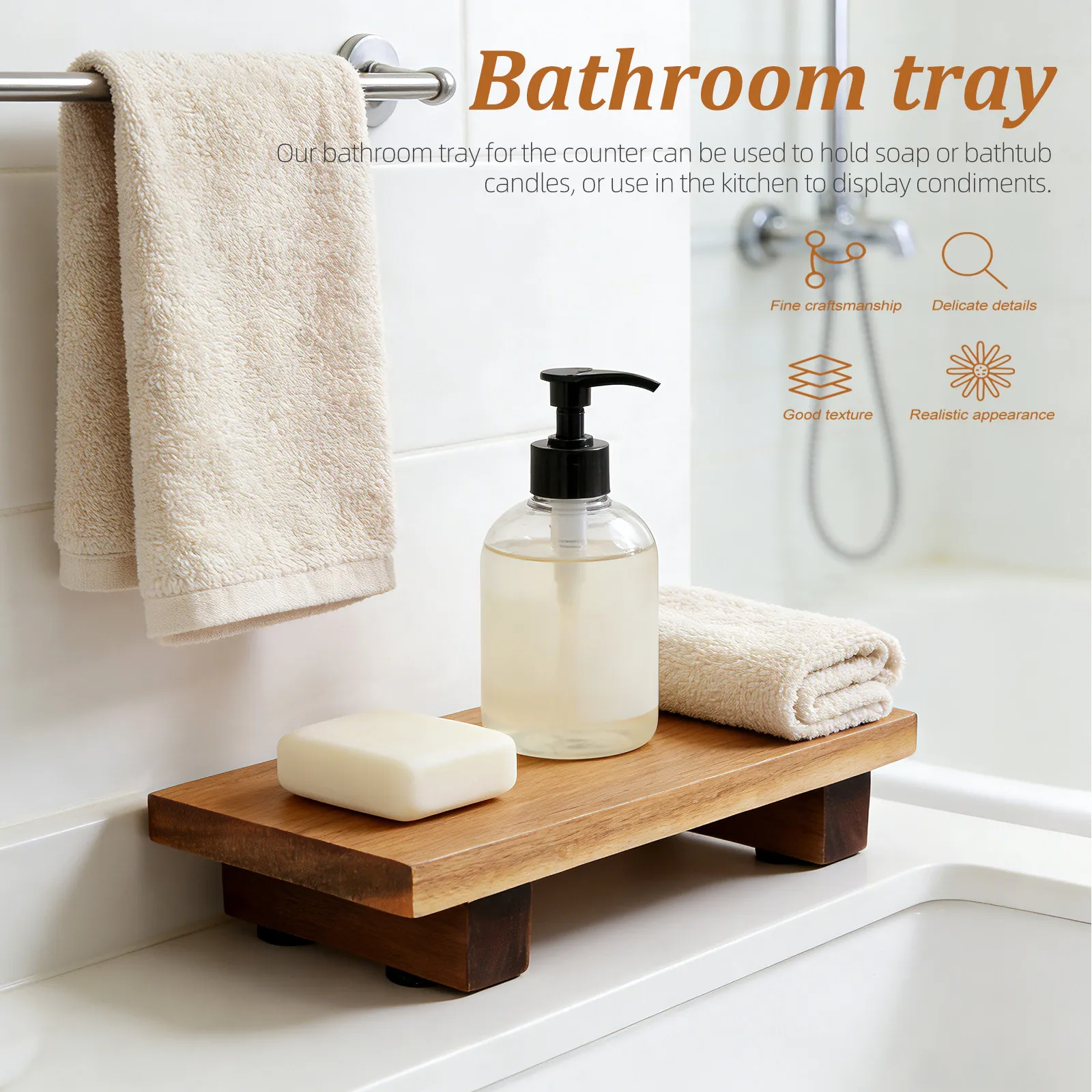 Wood Pedestal Stand Laundry Soap Tray Display Stand Wooden Tray For Bathroom, Essential Oil Scented Candle Base Display Stand