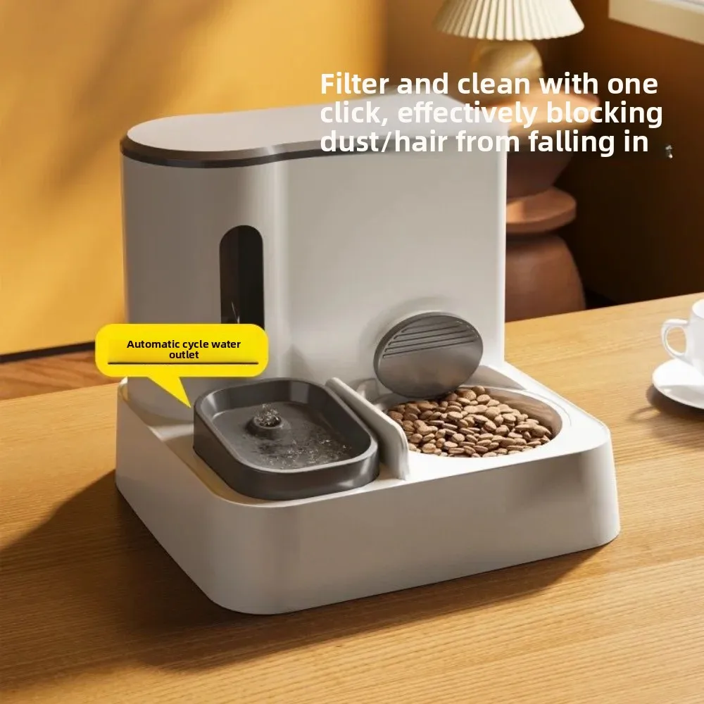 

Pet Automatic Waterer Feeder Smart Cat Dog Dual Bowl Food Dish Large Capacity Supplies Fountain Timed Water Dispenser