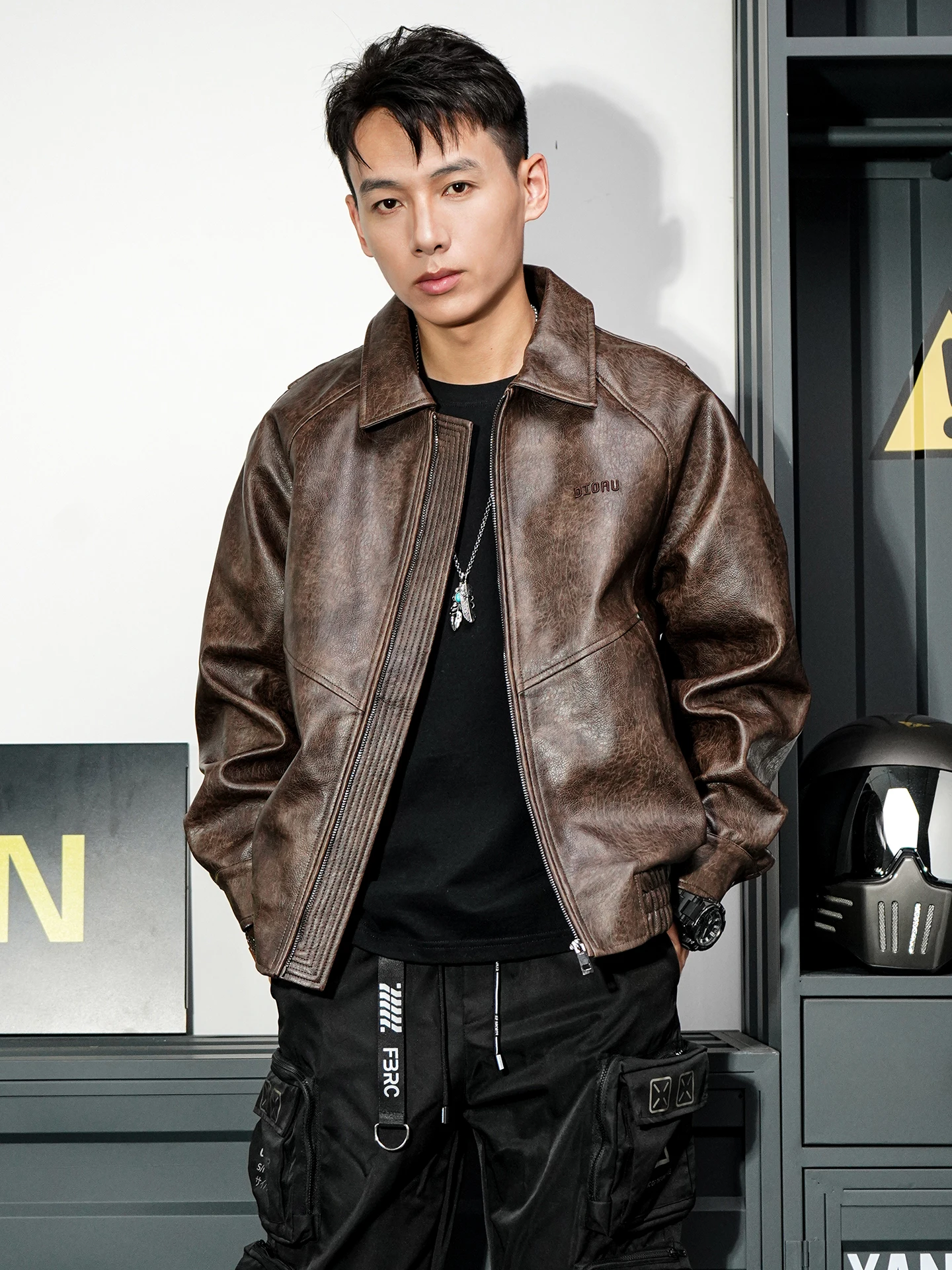 

Retro American Pirate Sle Soft Leather Jaet Men's ort Biker Wax PU Coat Warmth Casual Loose Fit Long Sve Zipper