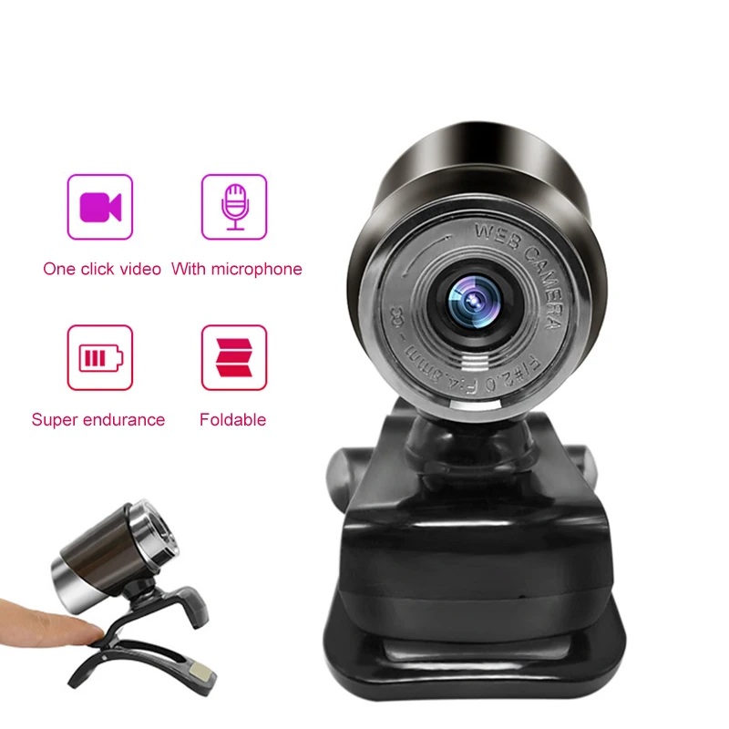 Web Camera Mini Universal Portable Built-in Microphone For Video Calling Conference Work Live Computer Camera 1080p Usb Black