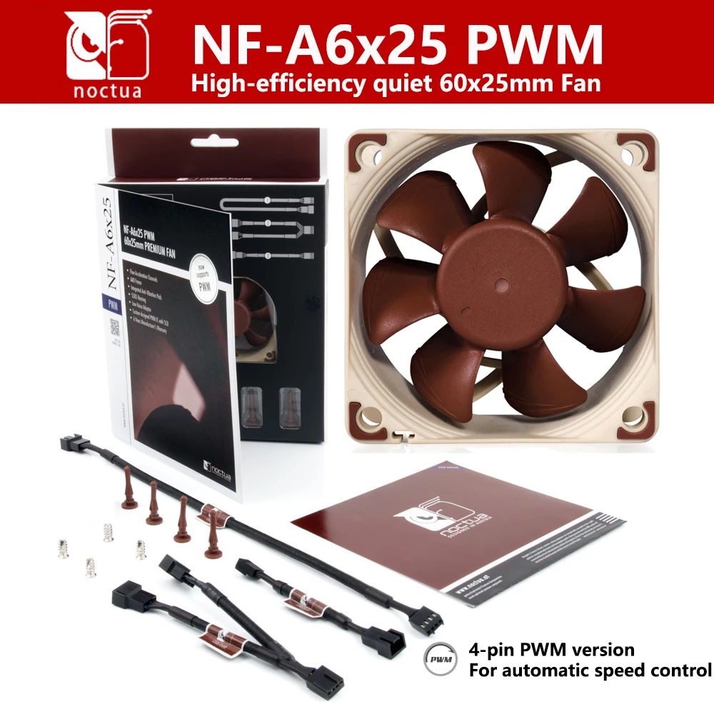 

Noctua NF-A6x25 PWM FLX Quiet 60x60x25mm Fan 3/4Pin 12V SSO2 Bearing Intelligent Temperature Quiet CPU Cooler Fan
