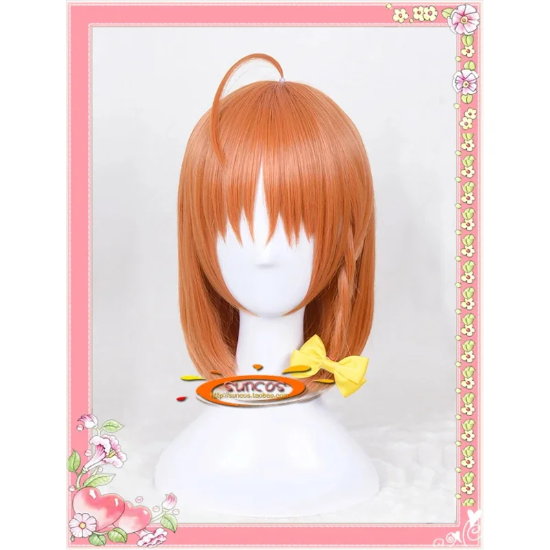 25COSBiamoxer LoveLive! أشعة الشمس! ! شعر مستعار كوسبلاي Aqours Takami Chika School Idol Project برتقالي قصير مستقيم للوجه الاصطناعي