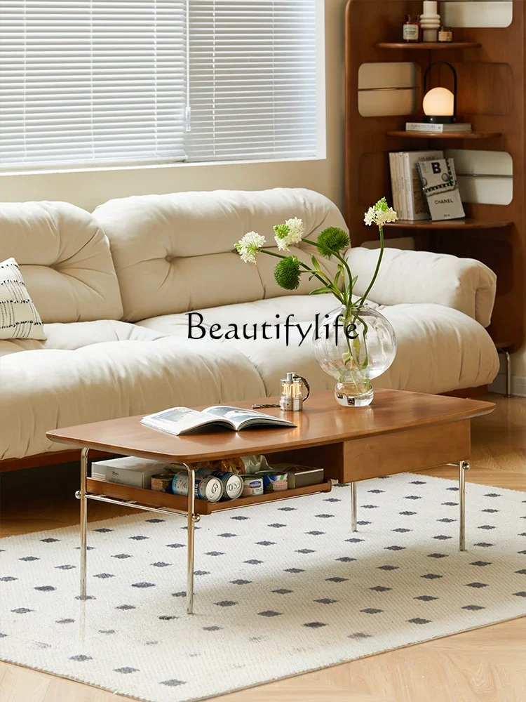 

S Nordic Solid Wood Coffee Table Simple Small Apartment Living Room Retro Tea Table