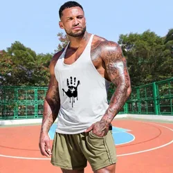 European and American Mens Fitness Sports Tank Top Daily Summer Leisure Cotton Sweat-absorbing Palm Thin Shoulder Strap New
