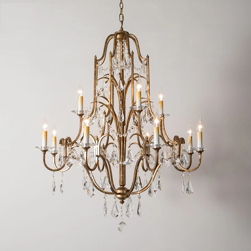 American duplex building chandelier retro villa apartment l empty living room dining room crystal chandelier