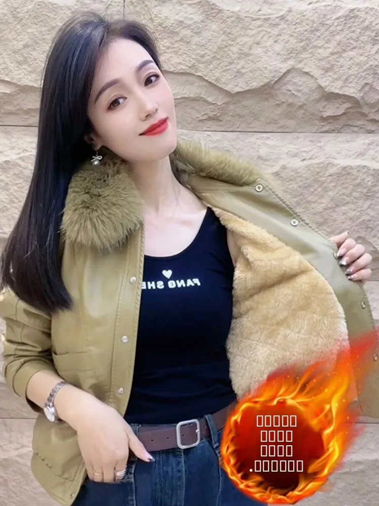 女性用 Fce 裏地付き厚手の長袖レザージャケット秋冬ファッションスリミングスリーアウターウェアプレミアム感