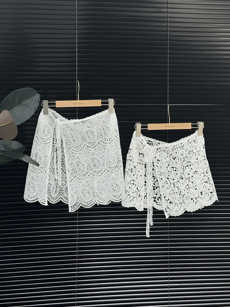 

Women's Lace Apron Skirt 2025 New Sle f-length A-line Dr with Belt Korean Sle Commute Pure Color Polyester