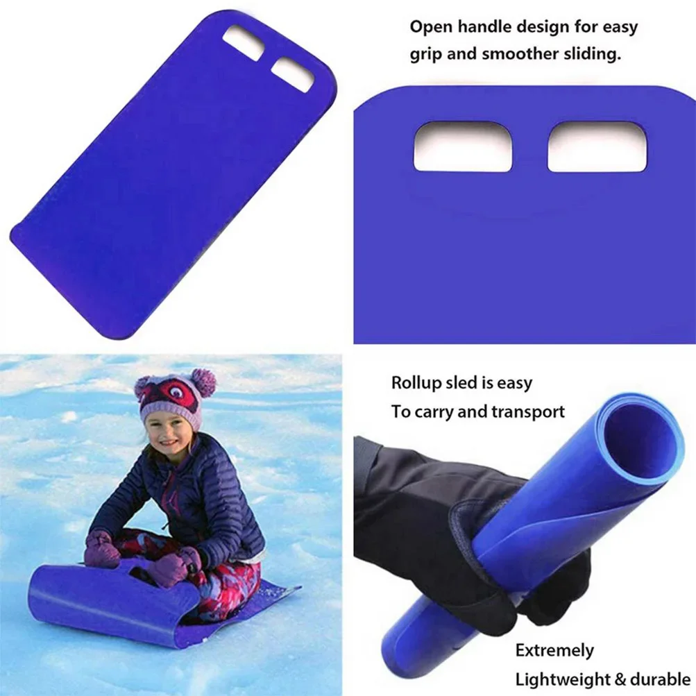 Portable Foldable Snowboards Winter Snow Slider Pad Roll Up Skiing Sand Grass Slider Board with 2 Handles for Grown-up Children