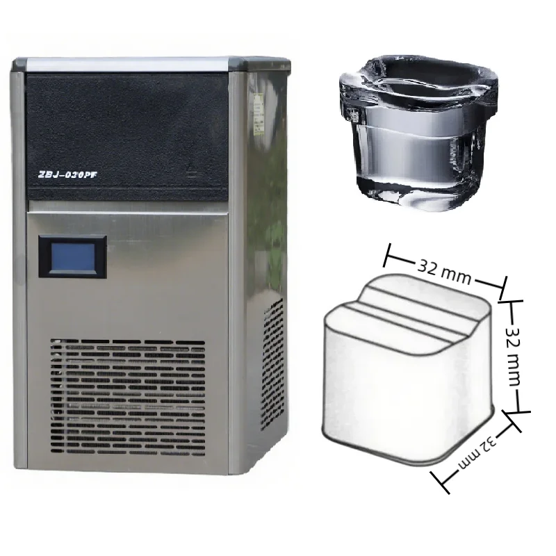 

30KG Compact Spray Ice Machine - Automatic Water Spray Ice Maker for Bar/Coffee Shop