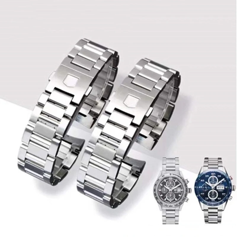 

Твердый ремешок для часов из нержавеющей стали, браслет, ремешок для часов для Tag Heuer Calera Series, аксессуары для часов, стальной серебряный мужской ремешок 22 мм