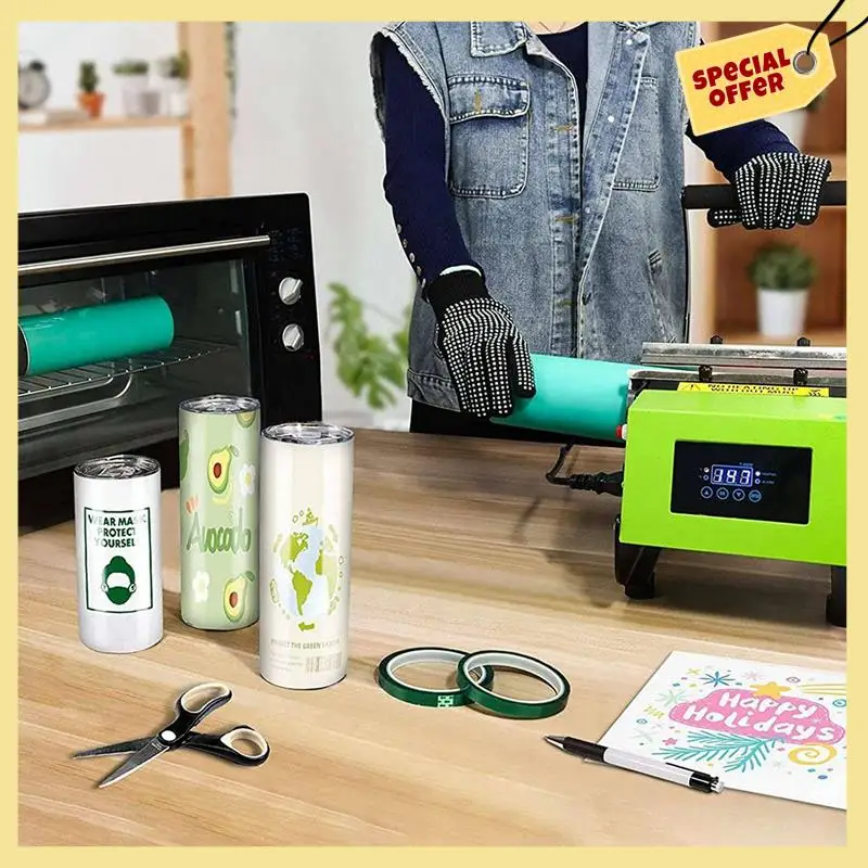

-BABQ 5X Sleeve For Sublimation, Seamless Heat-Resistant Silicone Sleeves Bands With Transfer Tapes, Tumbler Heat Press