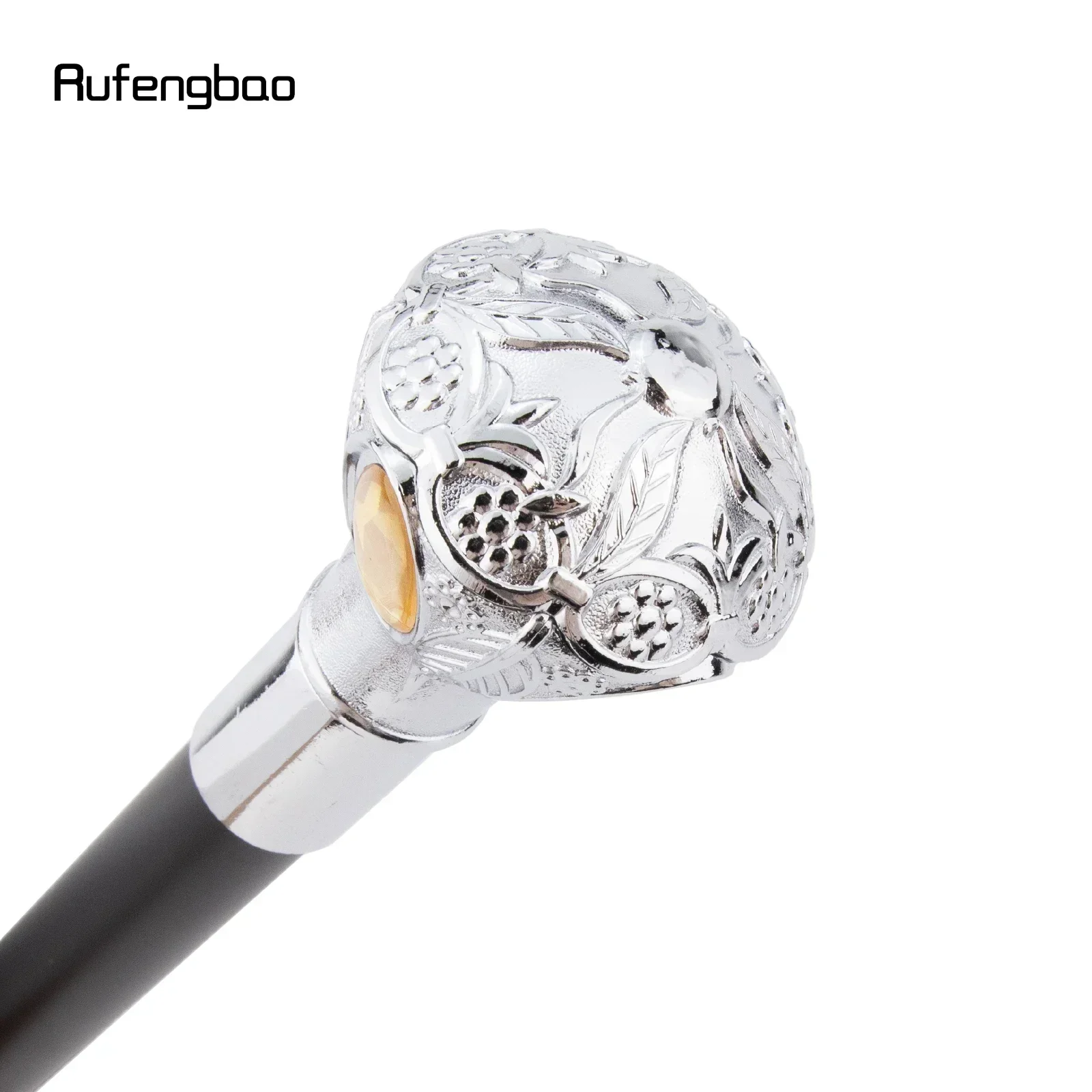 ไม้เท้าแฟชั่นสีขาวหรูหราประดับดอกไม้และเพชรสีเหลือง สำหรับงานปาร์ตี้ ไม้เท้าเดินแบบหรูหรา สไตล์ครอสเซียร์ สตีมพังก์ และใช้ในชีวิตประจำวัน ความยาว 93 ซม.