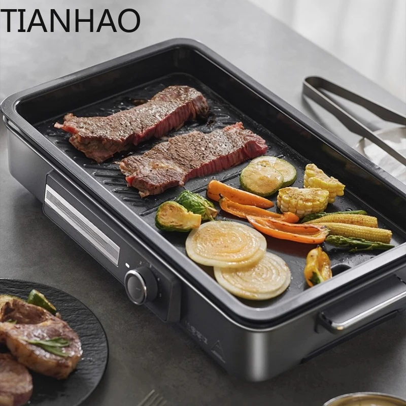 Electric Grill Pan for Titanium Grill Pan for Grilling Meat and Fish Electric Grill for Barbecue Horno Electrico De Cocina