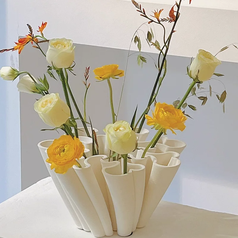 

3D Printed Ceramic Vase, Nordic Home Design, Flower Pot, Living Room and Dining Table Decoration, Flower Arrangement Container