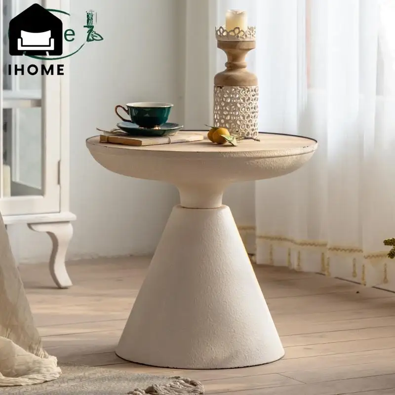 

IHOME Retro Small Family Living Room, Small Wooden Table, Coffee Table Beside Sofa, Home Stay Balcony, Leisure Iron Tea Table