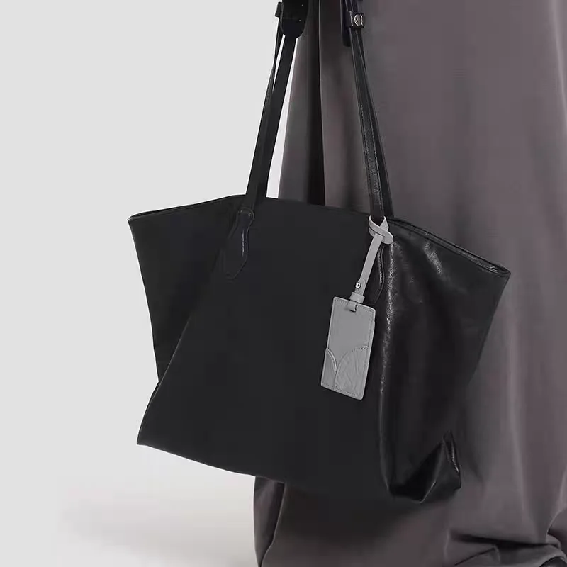 

Высококачественная кожаная сумка-тоут с расширенными бретелями и подвесной биркой, сумка-ведро для воды, женская большая вместительная сумка на молнии