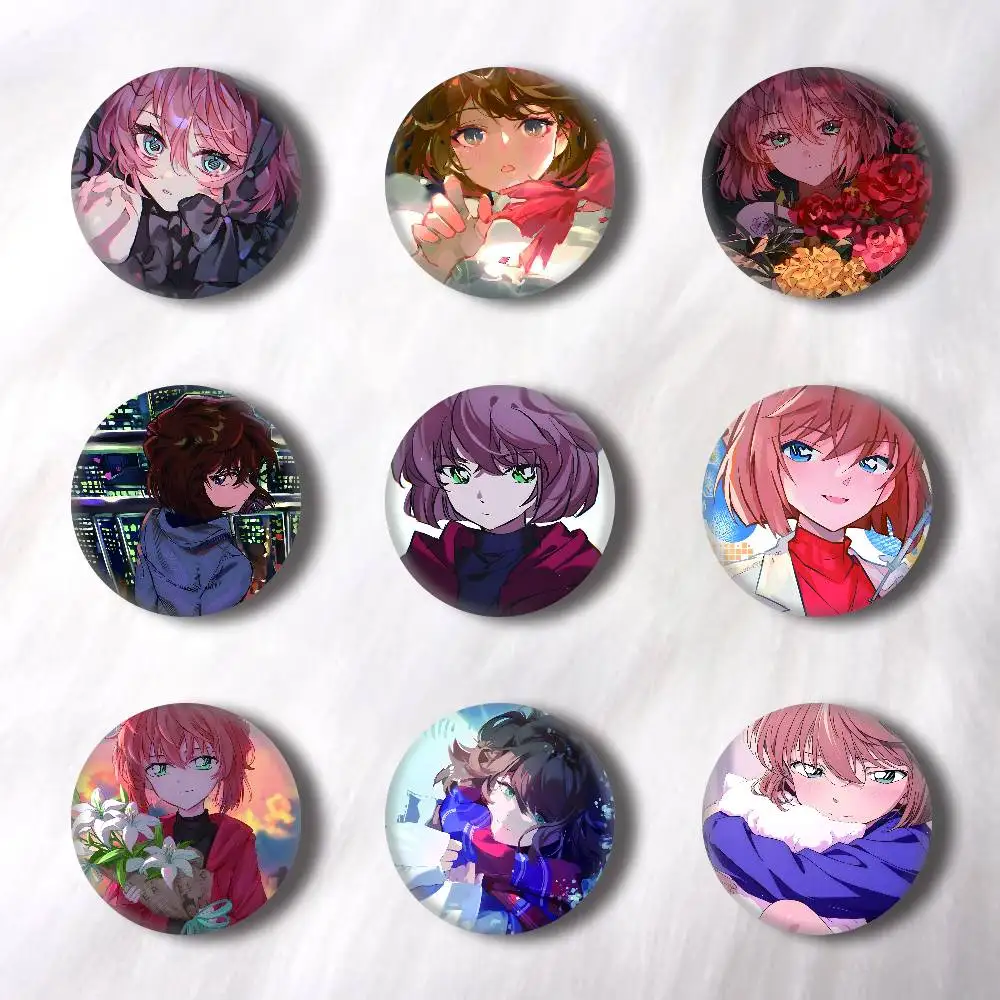 Haibara Anime Ai Creative Round Button Badges Cute Pin Brooch for Backpack Clothes Lapel Jewelry