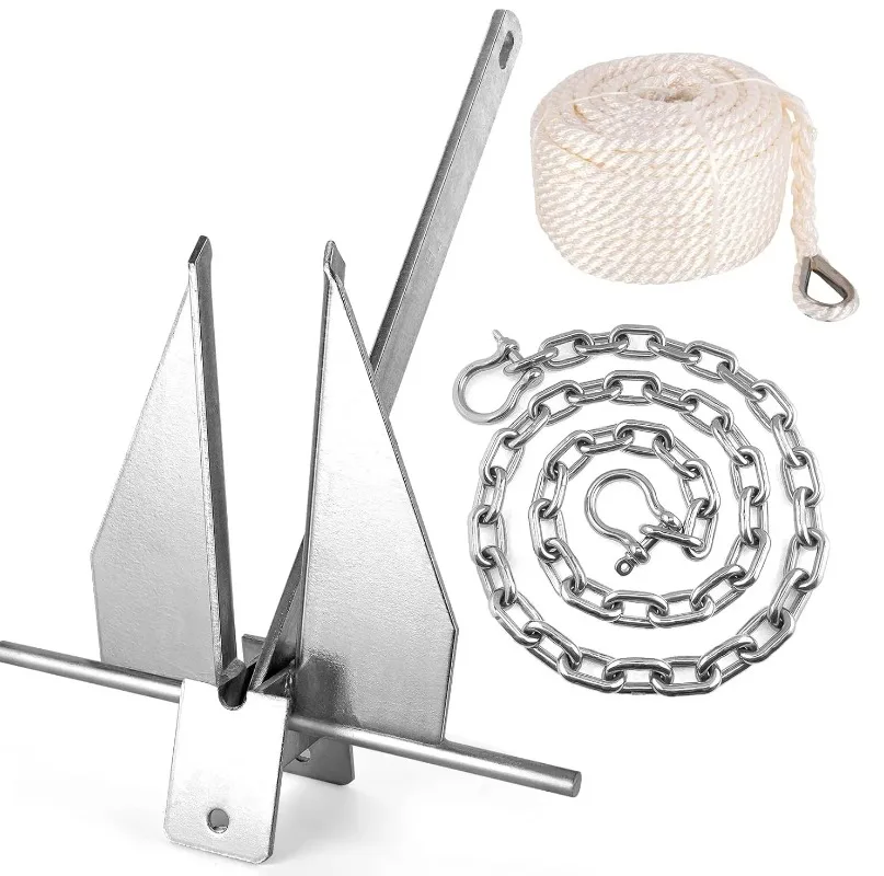 

Anchor kit Danforth style hot dipped galvanized anchor with Chain and Rope