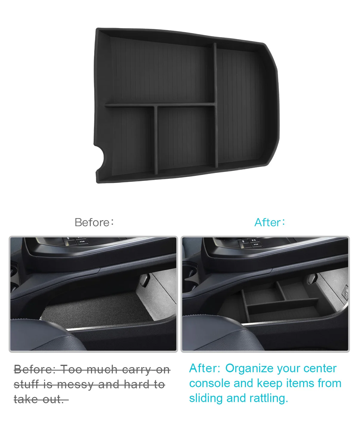 RUIYA für Toyota C-HR EV (SE/XSE) 2026 2027 Auto-Mittelkonsolen-Aufbewahrungsbox Auto-Innenraum-Aufbewahrung Toyota C-HR EV Zubehör – Detail 2
