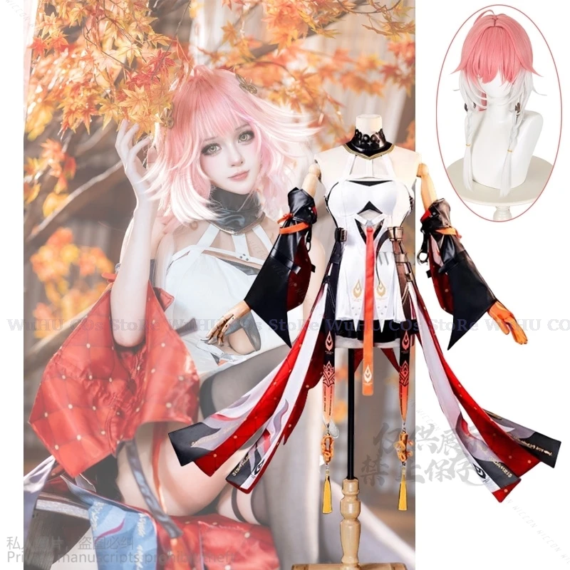 Anime Game Wuthering Waves Changli Women Cosplay Costume Wig Cos Lolita Party Uniform Hallowen Play Role Clothes Suit Stocking