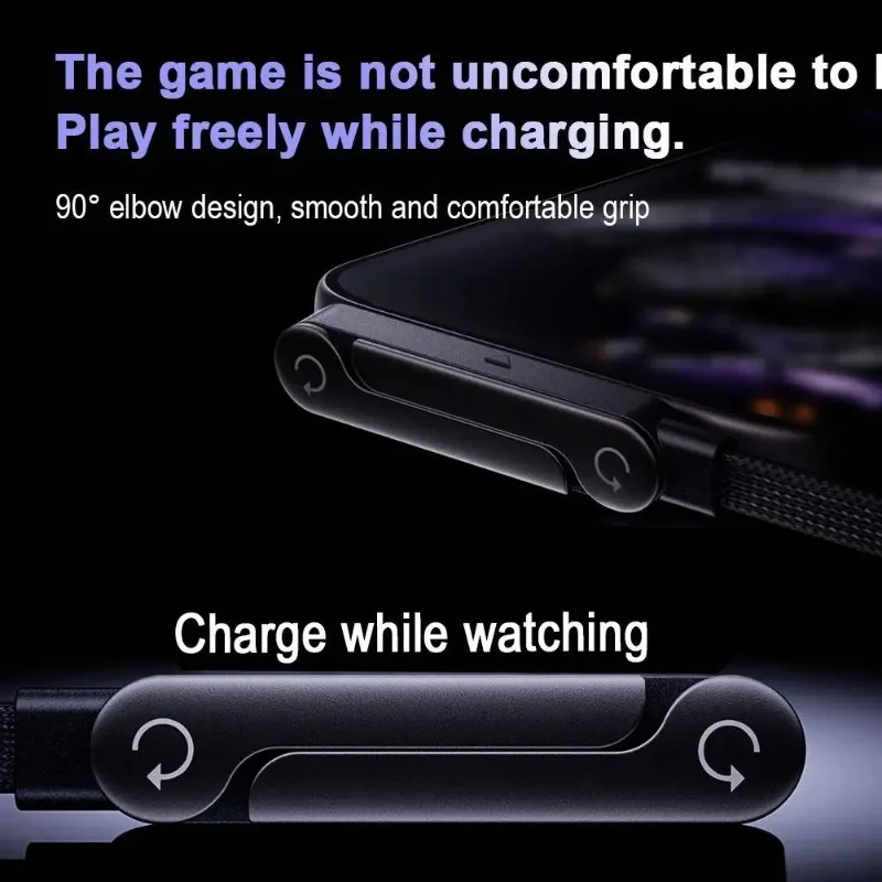 

240W Super Fast Charging Mobile Phone Data Type C Cable for IPhone 17 Xiaomi Foldable Holder and Charging 2 in1 for Game Playing