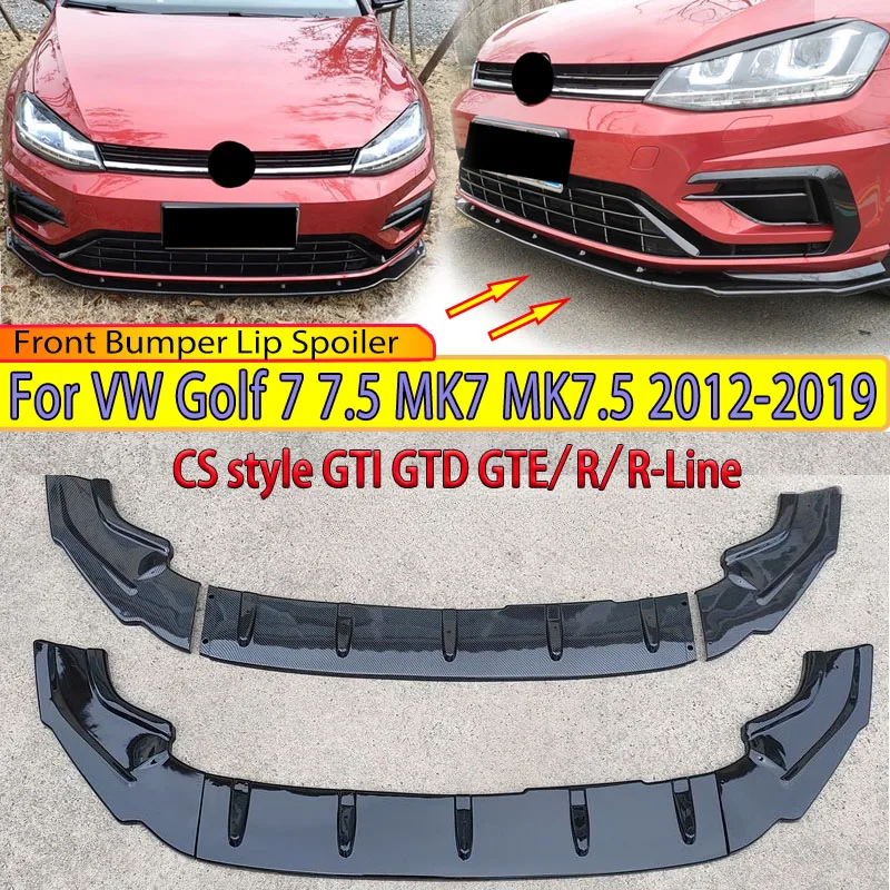 

Front Bumper Lip Spoiler for VW Golf 7 7.5 MK7 MK7.5 GTI GTD GTE R R-Line 2012-2019 CS Style Splitter Diffuser Blade Body Kits