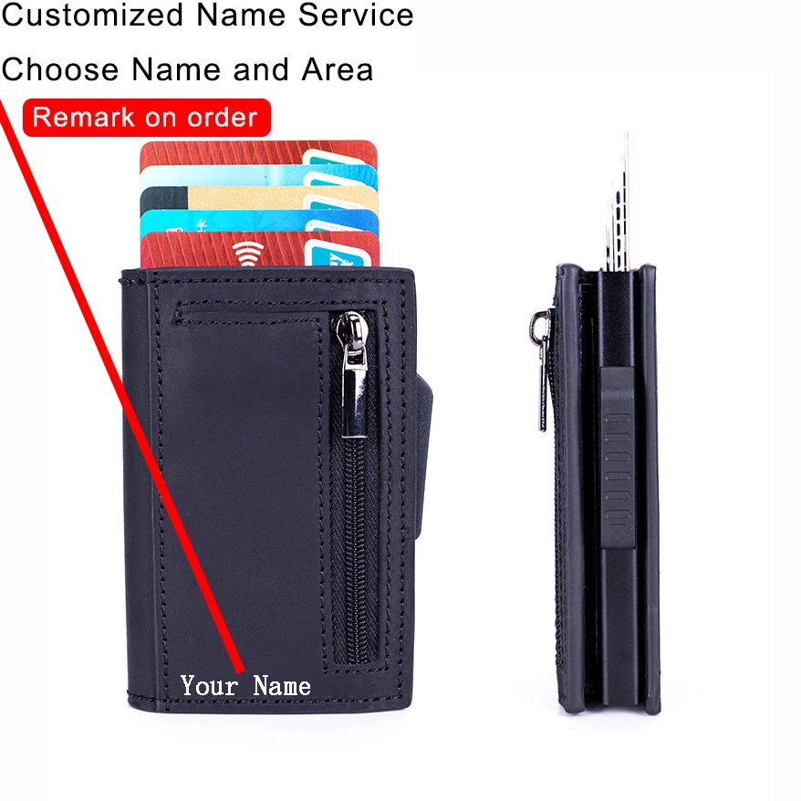 

Custom Engraving Wallet Men Credit Card Holder RFID Blocking Microfiber Leather Purse Card Wallet with ID Window Coin Pocket Bag