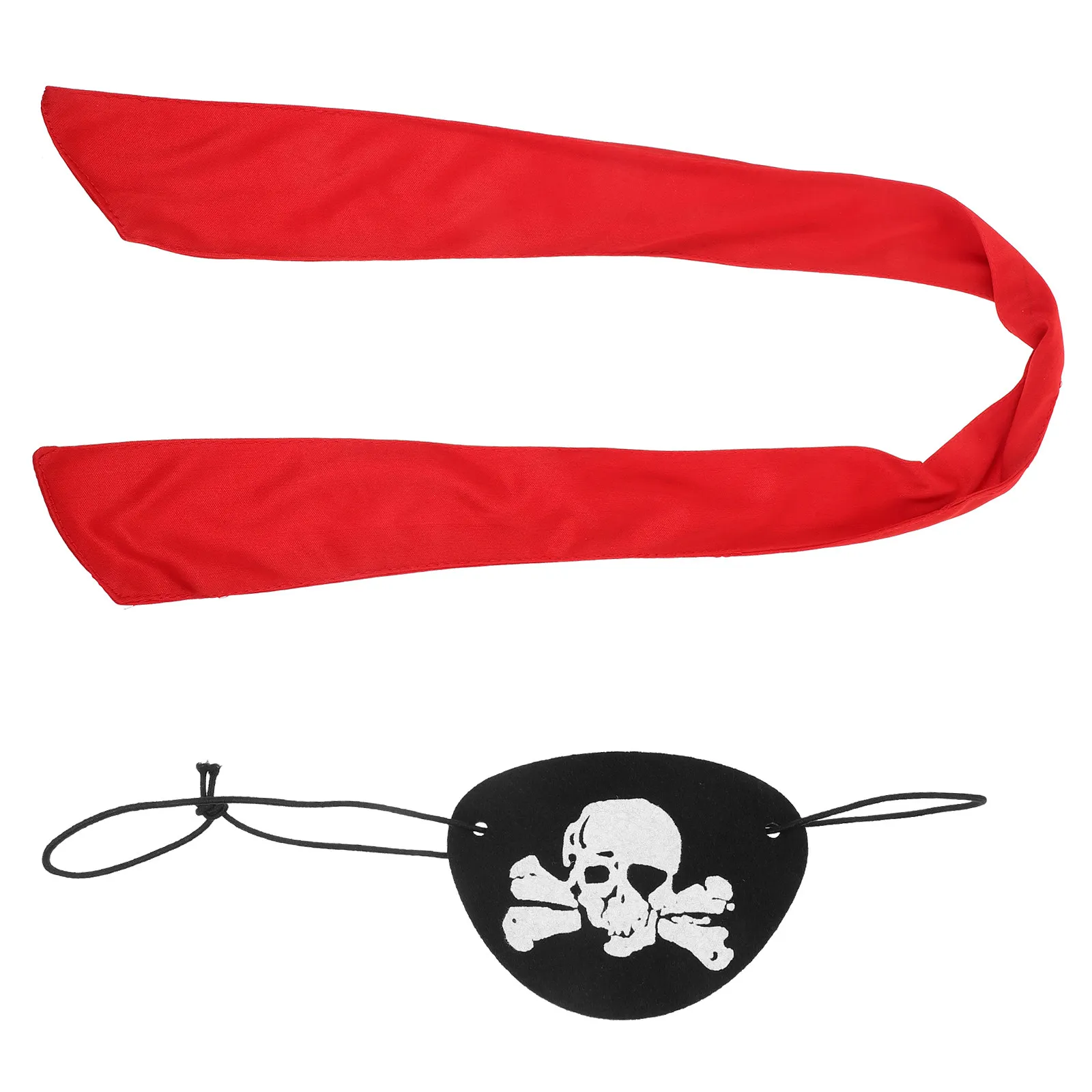 Pirate Bandana Eye Mask Set Red Adjustable Headscarf Costume Accessories for Dress Up Party Halloween Cosplay