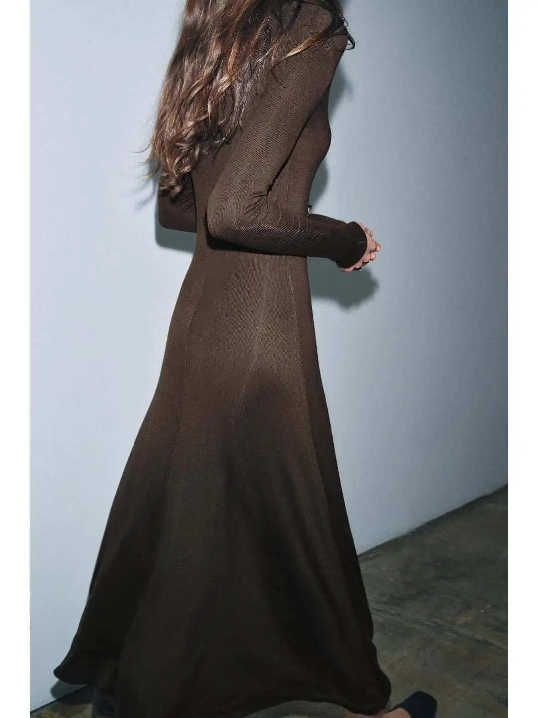 Outono faion longo sve v-ne a linha dr têxtil em camadas saia feminina uso diário ins sle reunido cintura dr