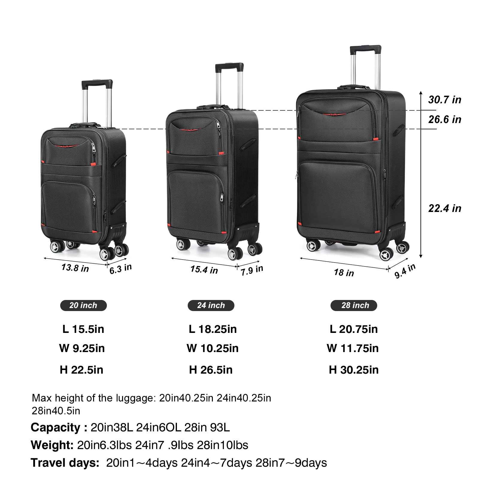 Luggage Set(20/24/28 inch) Ultra-light And Convenient Luggage Package Business Travel Luggage Package Family Travel Luggage