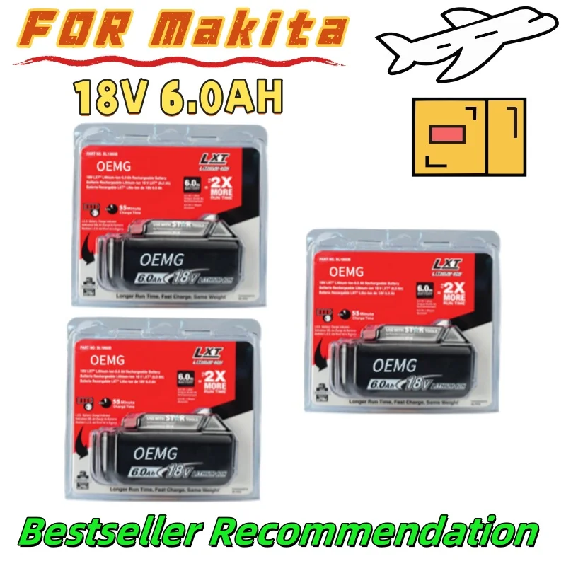 

FOR Makita 18V 6.0Ah XGT06 Battery:Weather-Resistant 18V reliability, 6.0Ah capacity. Dust/moisture-proof FOR Makita LXT tools