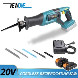 Newone 20V Cordless Lithium Battery Reciprocating Saw Wood/metal Cutting Saw Saber Saw Portable Max Woodwoking blades