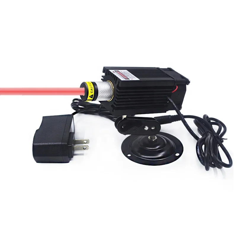 High Power Focusable 638nm Red Dot 12V Laser Module 100mW 300mW 500mW 700mW 1.2W With Cooling Fan (With Bracket & Adapter)