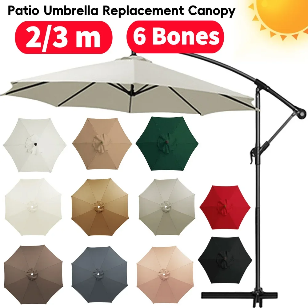 10 Ft 6 Ribs Patio Umbrella Replacement Canopy UV Resistant Outdoor Umbrella Cover Multi-Function for Outdoor Use