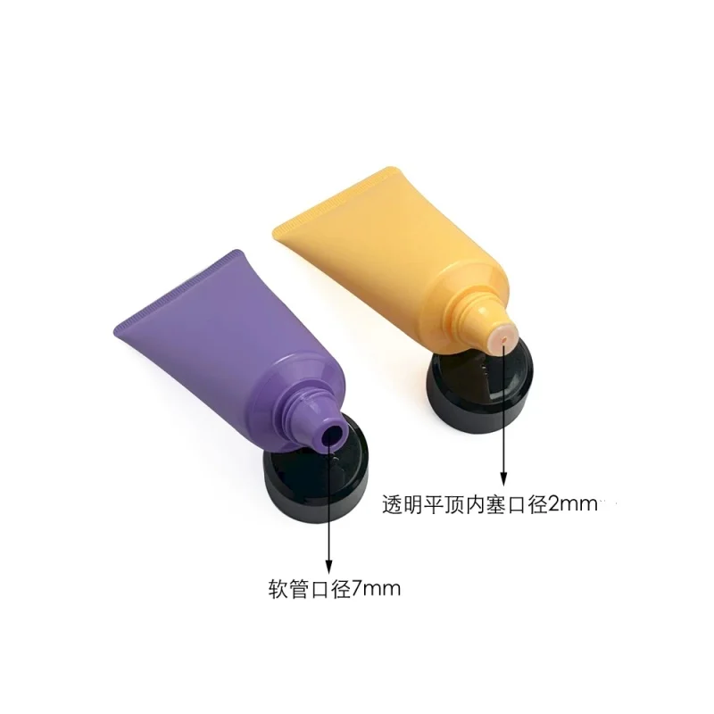 10-100pcs Empty 50ml PE Soft Tube Squeeze Hose Facial Cleanser/ Hand Cream/Sunscreen Cosmetic Container Screw Cap With A Stopper