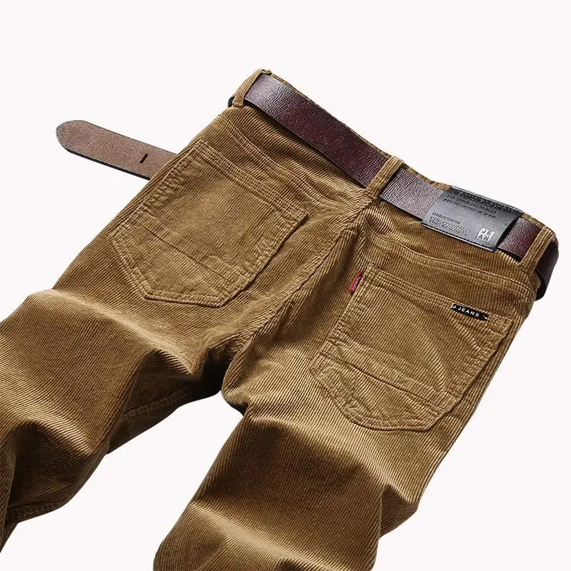 New Arrival Autumn Winter Casual Pants Men\'s Corduroy Streetwear Straight Stretchable Thick Velvet Pants Men Clothing Trousers
