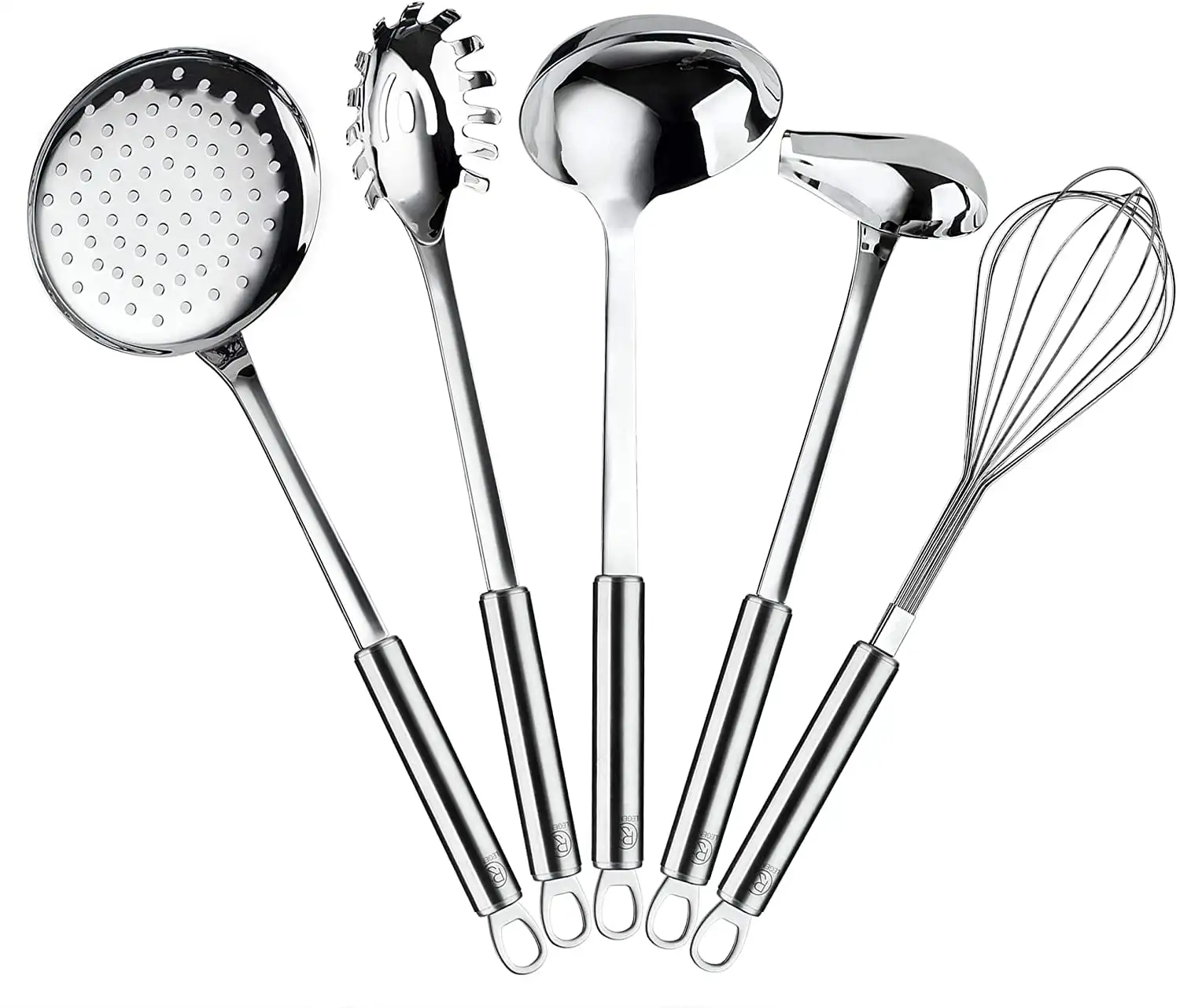 

Diameter Cooking Utensil Set with Gravy Ladle, Skimmer, Egg Beater, Spaghetti Server, Soup Ladle