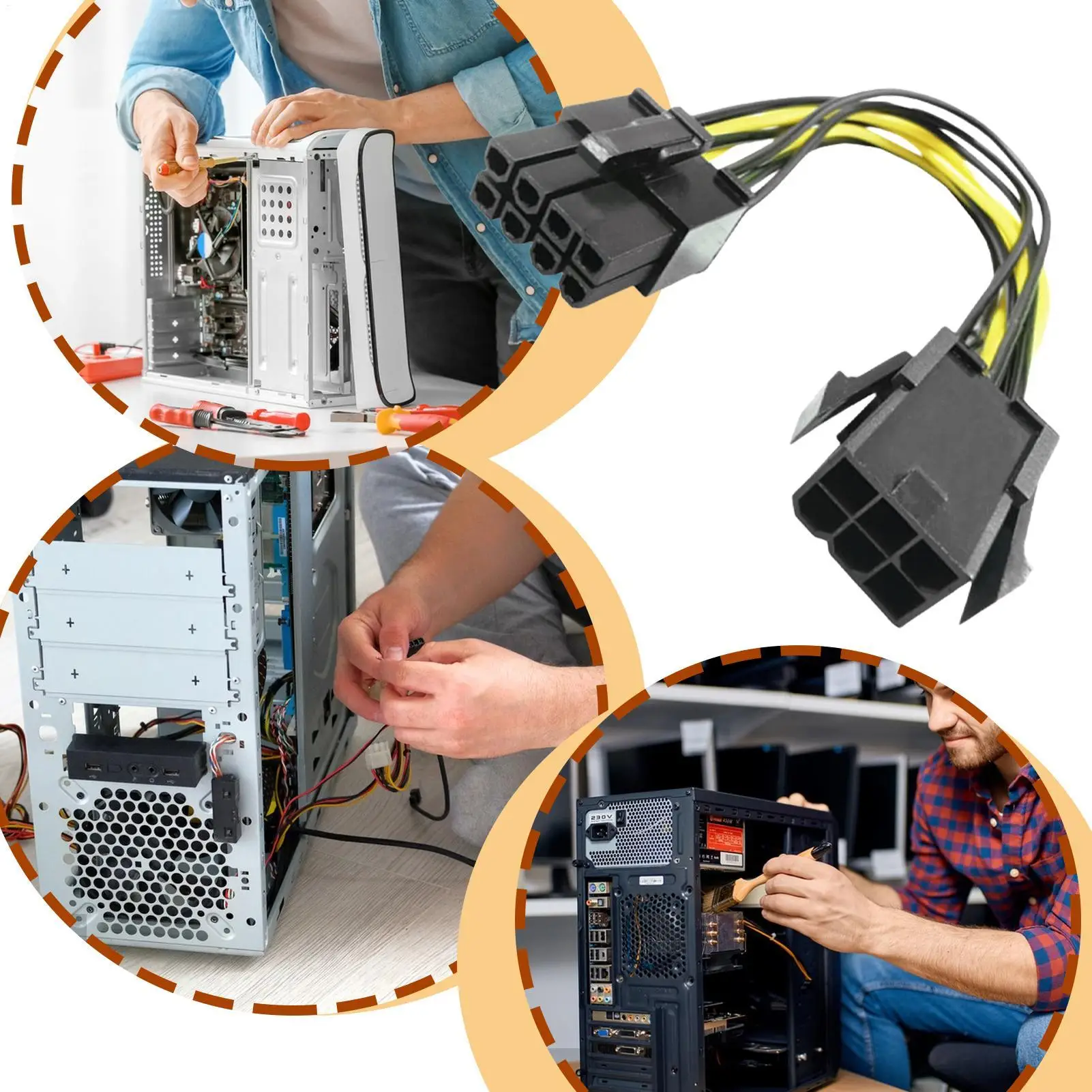 18 см 6-контактный разъем на 8-контактный разъем PCI Express Кабель преобразователя мощности Процессор Видеокарта 6-контактный на 8-контактный кабель питания PCIE